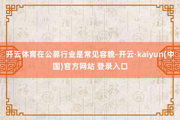 开云体育在公募行业是常见容貌-开云·kaiyun(中国)官方网站 登录入口