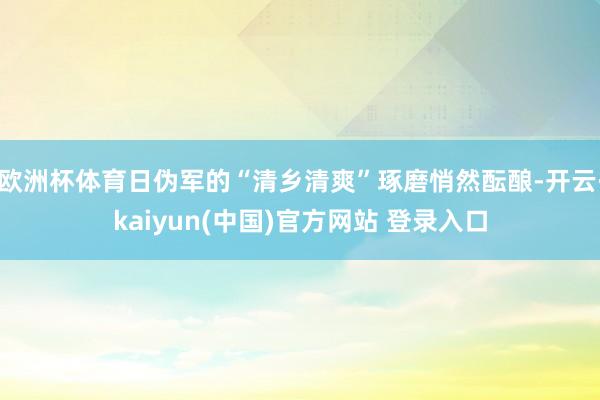 欧洲杯体育日伪军的“清乡清爽”琢磨悄然酝酿-开云·kaiyun(中国)官方网站 登录入口