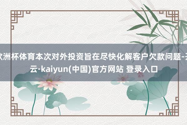 欧洲杯体育本次对外投资旨在尽快化解客户欠款问题-开云·kaiyun(中国)官方网站 登录入口